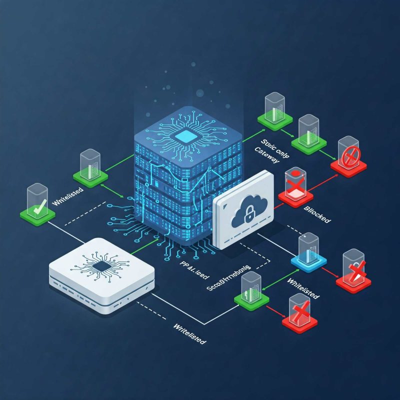 Illustration of a block with various devices and devices surrounding it