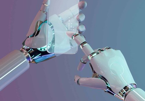 Glass smartphone, high tech innovation AI technology