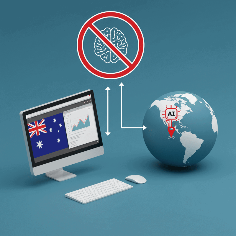 Computer and a globe with a no brain sign